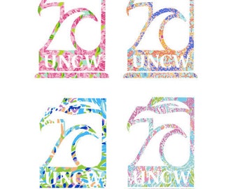 UNCW SEAHAWKS Lilly Pulitzer insp. decal/sticker