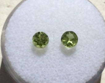 Natural Green Peridot 4.5mm Round Cut .72ctw Qty. 2. August Birthstone For Jewelry Faceted Round Cut Genuine Birthstones A337