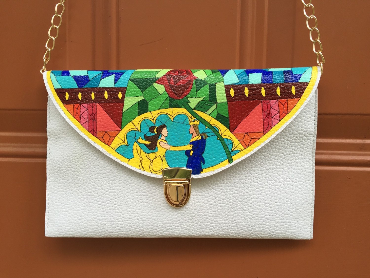 Beauty and the Beast Clutch Disney Belle Hand Painted Clutch