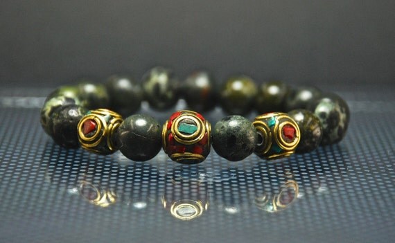 Unisex Bracelet JeweleryBrown Multicolor StonesHandmade