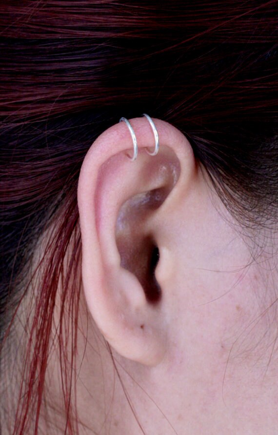 double ear cuff fake piercing no piercing by EleyJewelryxDesigns