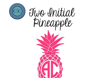 Pineapple Monogram, Pineapple Monogram Sticker, Pineapple Monogram Decal, Pineapple Car Monogram, Vine Font Monogram, Personalized Sticker