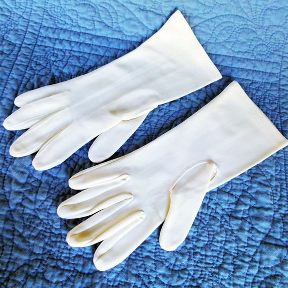 White Dress Gloves Vintage 100 Nylon Evening GlovesFormal