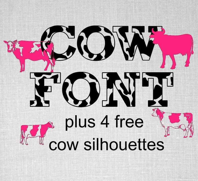 Download cow Font svg cow spots Alphabet kids party by OhThisDigitalFun