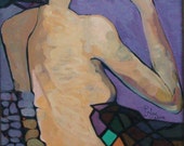 SECRET 40" framed oil on canvas, nude art, wall decor, original painting by Nguyen Ly Phuong Ngoc