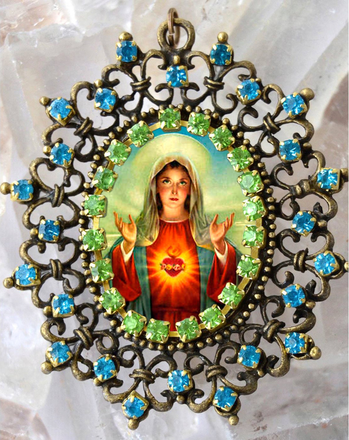 Immaculate Heart of Mary Handmade Necklace Catholic Christian Religious