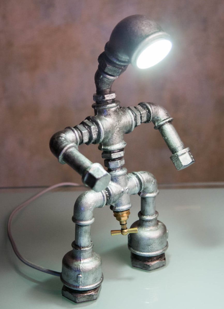 Pipe man / Iron pipe lamp / Industrial Lamp /Vintage lamp