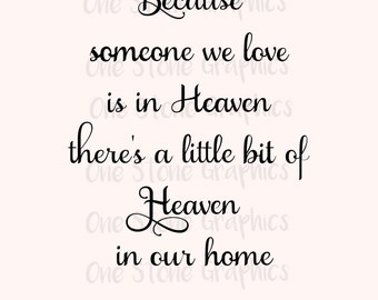 Because someone we love is in heaven,there's a little bit of heaven in our home svg,Loss svg,parent loss svg,Ornament svg,heaven svg,heaven