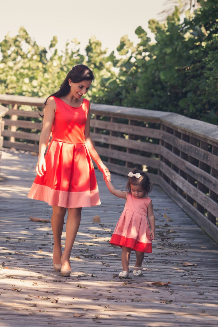 mommy and me coral dresses