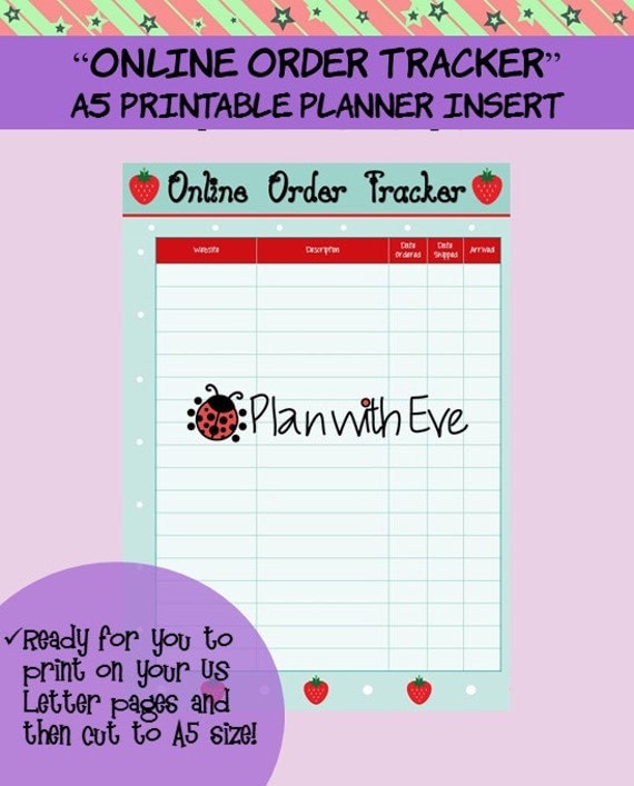 items-similar-to-online-order-tracker-a5-printable-planner-insert