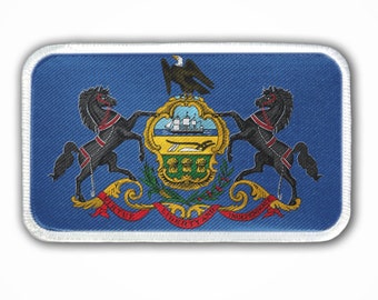 Patch - Pennsylvania State Flag - Heat Seal / Iron on Patch for jackets, shirts, tote bags, hats, beanies, cases and more!!