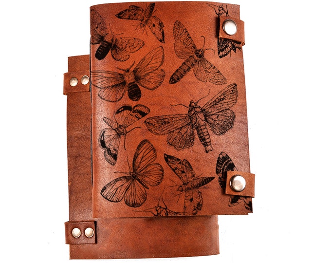 Butterfly sketchbook - leather notebook - leather journal - personalized sketchbook - travel diary - handmade journal - leather diary