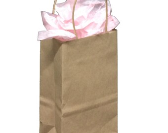 Pack 25 handled Kraft paper bag,5.25x3.25x8.375,Kraft gift bags,Kraft shopping bags with handles,small paper gift bags,brown paper bags