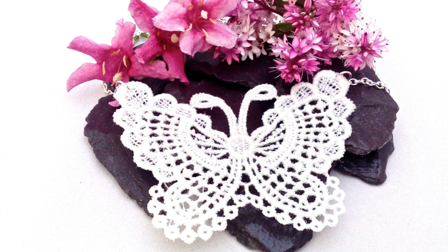 Lace butterfly necklace anniversary gift by QuiddityGifts ...