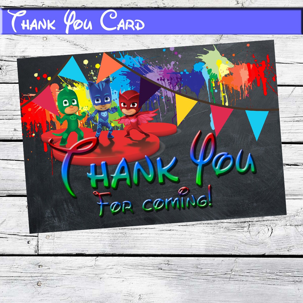 PJ Masks Thank You Card-Printable Pj Masks by MontageDigiArt