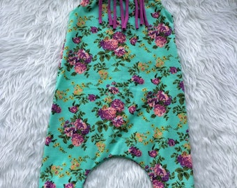 Baby girl floral fringe harem romper