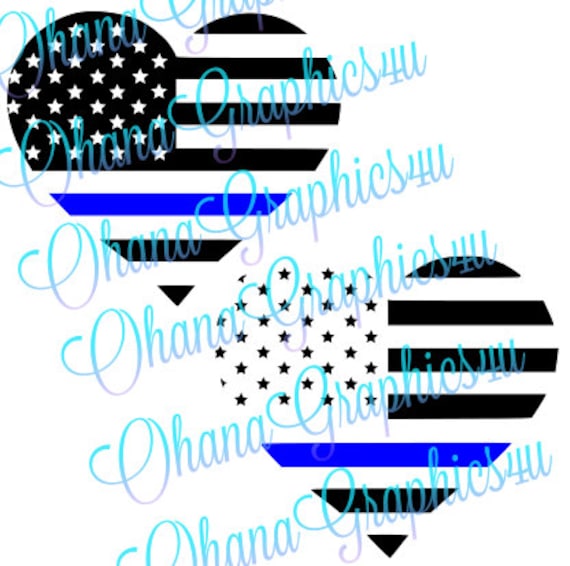 Download American Flag Heart Shaped Police Blue Line SVG