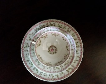 Limoges Tea Cup with Saucer and Plate