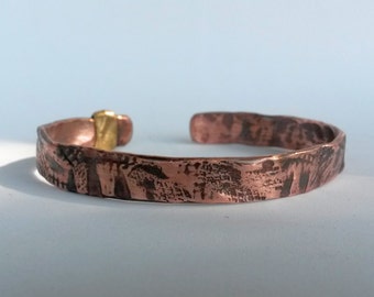 Items similar to Textured Copper Cuff Bracelet - Roots on Etsy