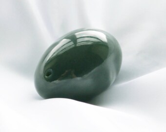10% off! GIA certified genuine drilled nephrite Jade Yoni Egg, best kegel tool to strengthen Pelvic Floor Muscles, Prevent Uterine Prolapse