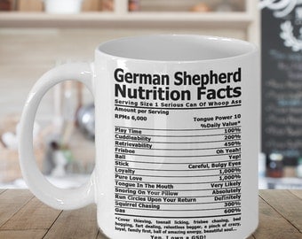 German Shepherd Nutrition Coffee mug , Coffee cup, German Shepherd Gifts, Nutrition Type Font | GSD Coffee Mug