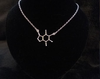 SALE - Caffeine Molecule Necklace Silver Plated
