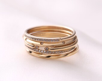 Stacking Rings, Skinny gold ring set, stacking ring set, stackable rings, 14k gold rings, Solid Gold Stacking Rings, Wedding ring set, Gift