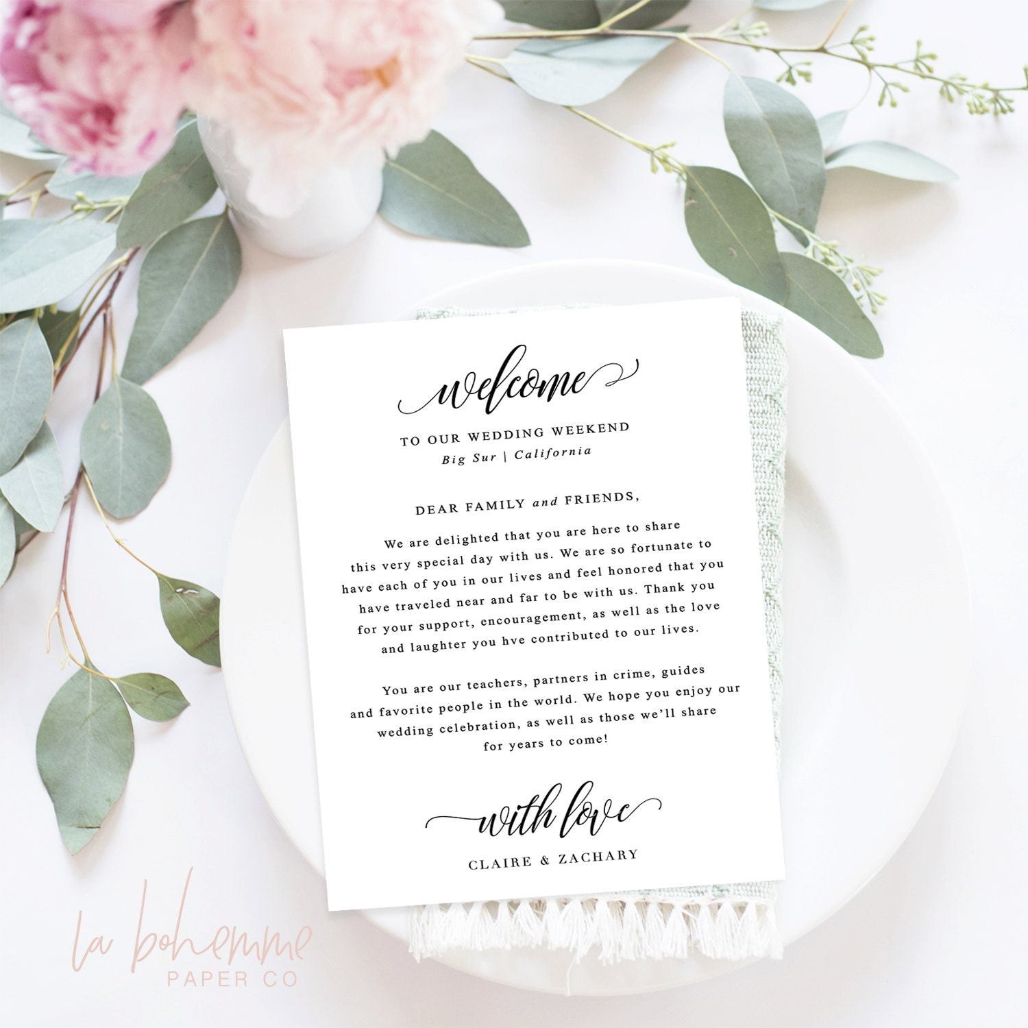 Wedding Welcome Letter / Customized Welcome Letter Printable