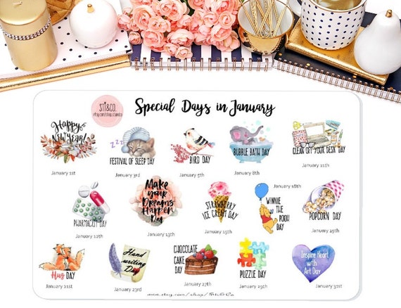 Special Days In January Wacky Holiday Stickers For January