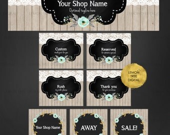 Etsy banner set etsy shop set chic etsy banner by LemonTreeDigital