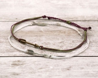 Waterproof Wax Cord Anklet, Arrow Charm Anklet, Waterproof Wax Cord, Boho Surfer Anklet, Beach Anklet, Adjustable Waterproof Anklet