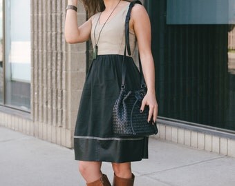 25% OFF Leather bucket bag, drawstring, black leather genuine leather, black bucket bag, soft lamb leather, chic bucket bag, bucket handbag