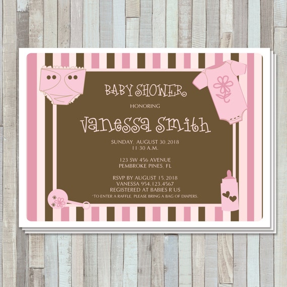 Items similar to Pretty Stripes Baby Shower Invite on Etsy