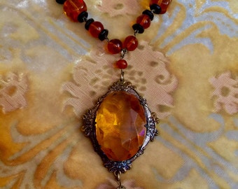 Vintage Amber 1920s Czech Flapper Necklace
