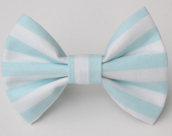 Baby Blue and White Striped Bow Tie-Medium