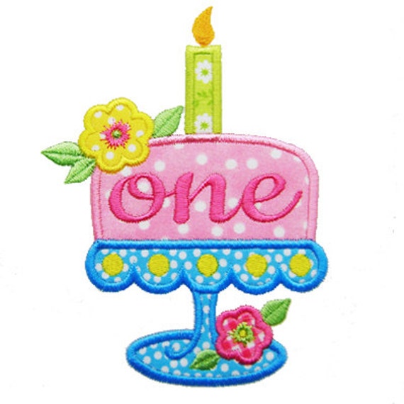 Birthday Cake Applique First Birthday Applique 1st Birthday