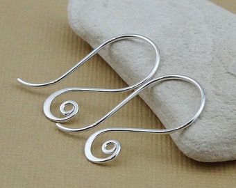 Spiral Earrings - Hammered Earring Hooks - Fancy Spiral Ear Wires - Interchangeable Earwires - Swirl Ear Hooks - DIY Jewelry Supply