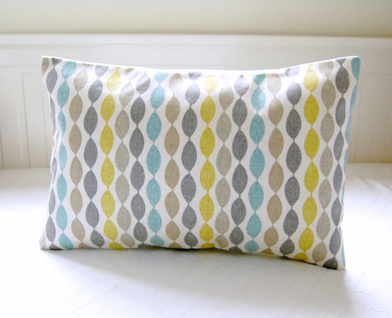 blue retro decorative pillow cover grey yellow lime beige