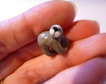 Dread Bead, Sloth dread bead, 4,5 or 6mm hole, glass dread bead, dreadlock accessories, lampwork bead, animal dread bead MTO, gift idea