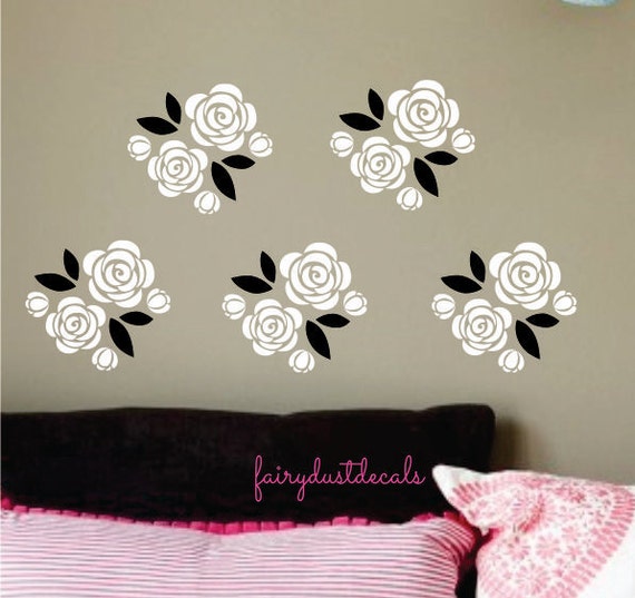 Roses wall decal set set of 6 rose flower wall by FairyDustDecals