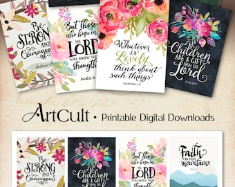 Printable download BIBLE VERSES TAGS No.11 Scripture Art 2.5"x3.5" size hang tags digital collage sheet greeting cards ArtCult designs