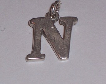 Vintage Sterling Silver Initial N Charm