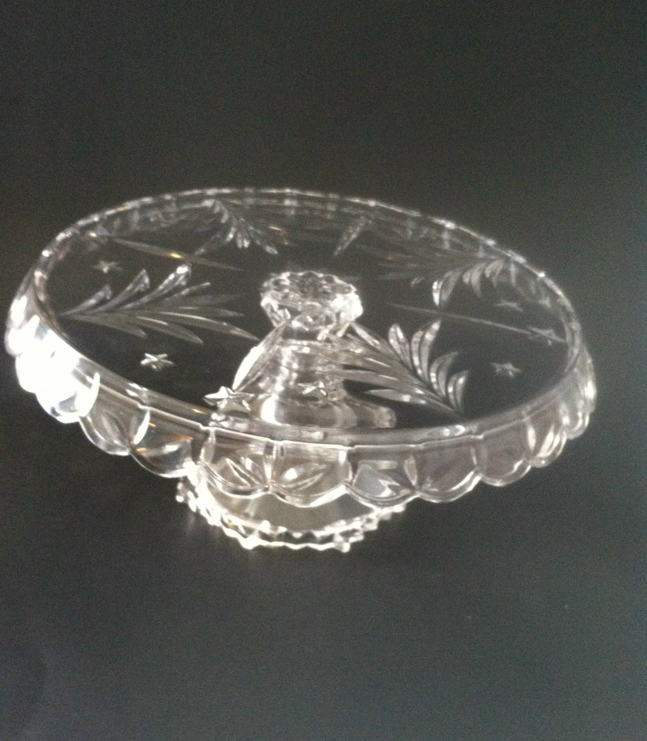Cut Glass Cake Stand Pedestal Footed Cake by
