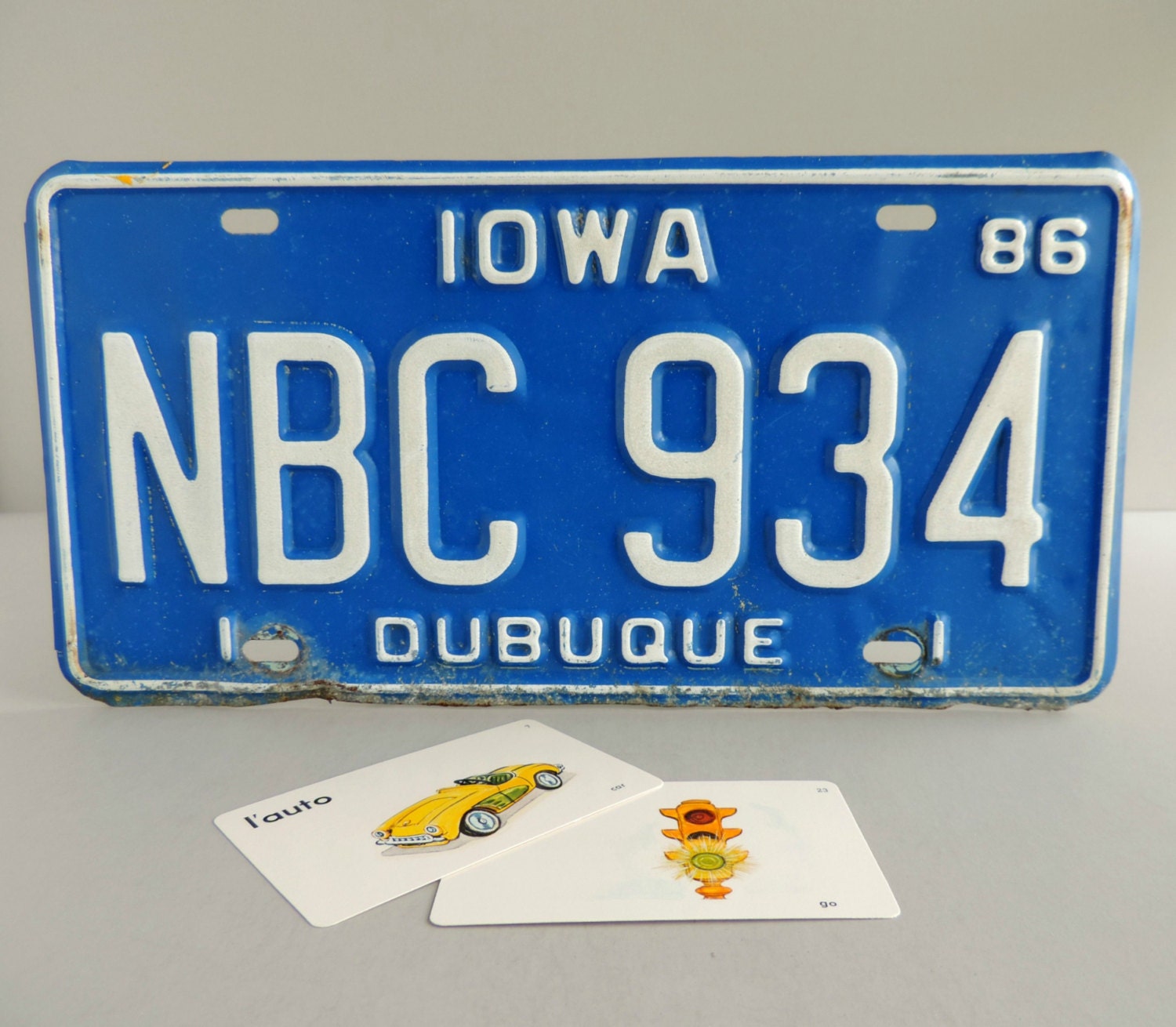 Vintage Iowa License Plate NBC 934 1980s Auto State Vehicle