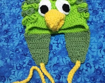 Such a Cute Green and Yellow Parrot Crochet Hat