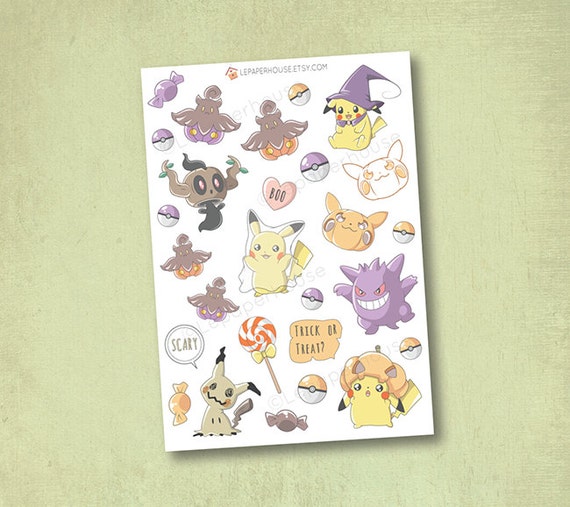 pokemon halloween stickers kawaii chibi pokemon planner