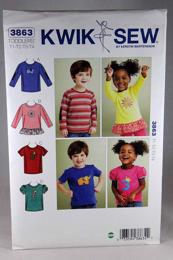 Kwik Sew 3863 Toddlers' Fun Shirts Sewing Pattern Sewing