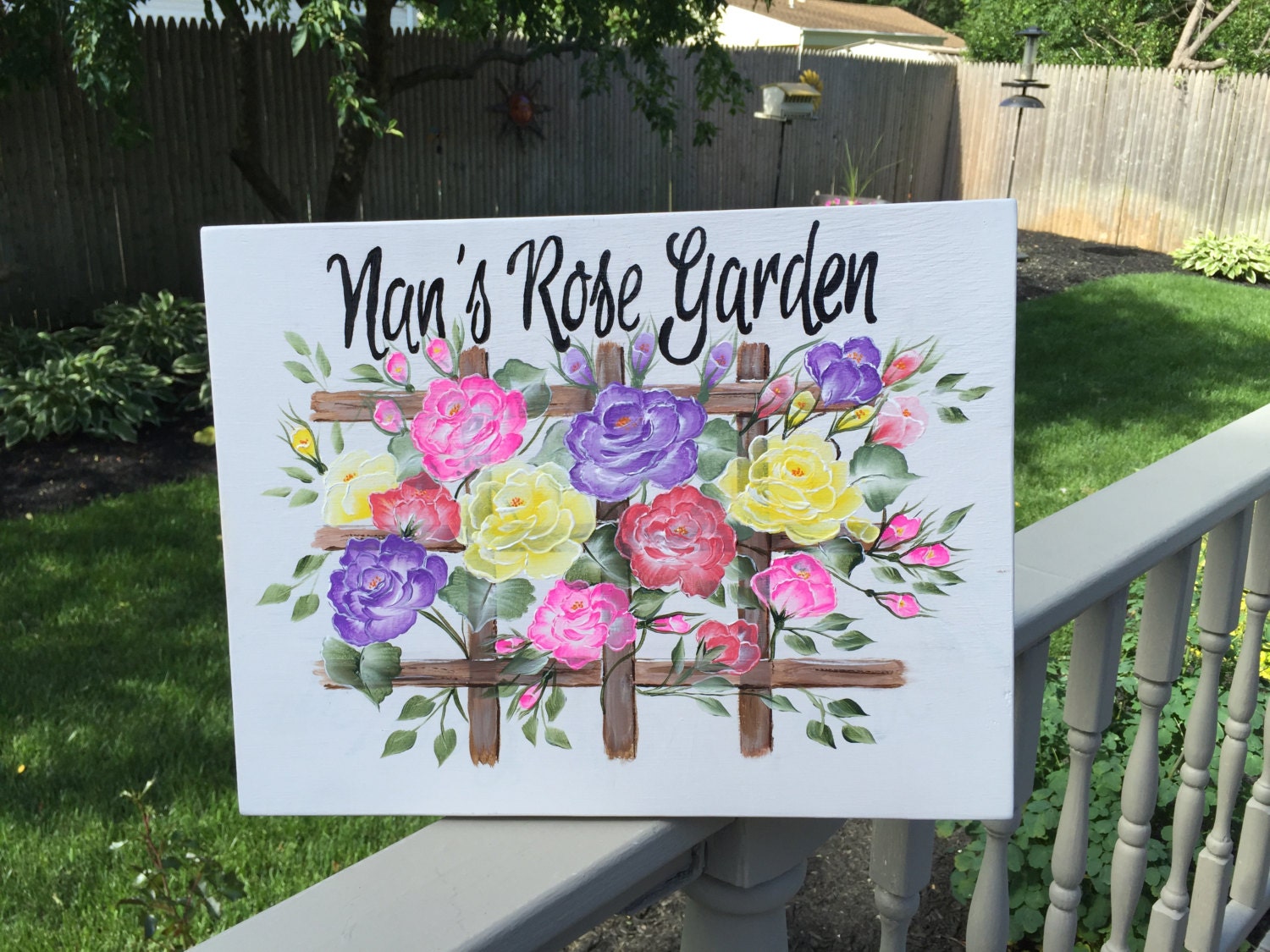 Custom painted garden sign hand painted sign floral signs