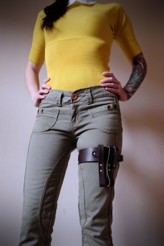 Leather Garter Belt brown steampunk burning man