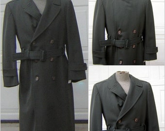 Military Trench Coat Army Green with Warm Zip Out Liner Size 38R Authentic Winter Menswear